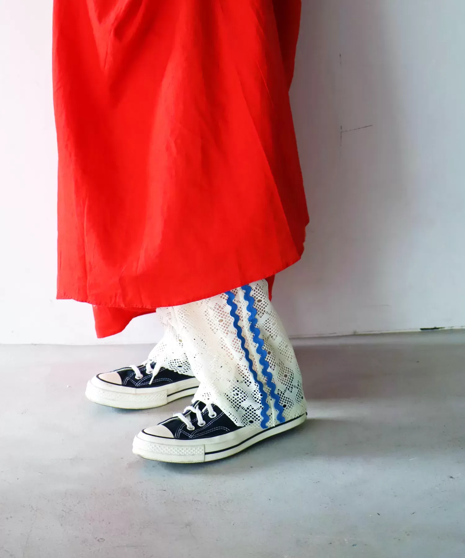 なみなみサイドライン レース イージーパンツ